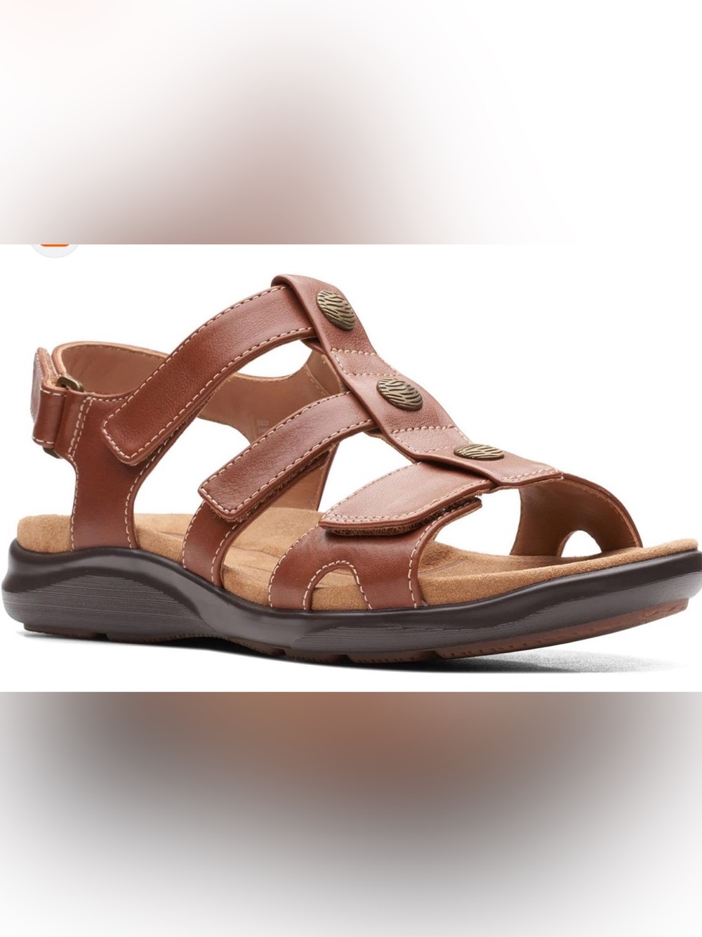 Clarks strappy brown sandals with Velcro closures size 8.5